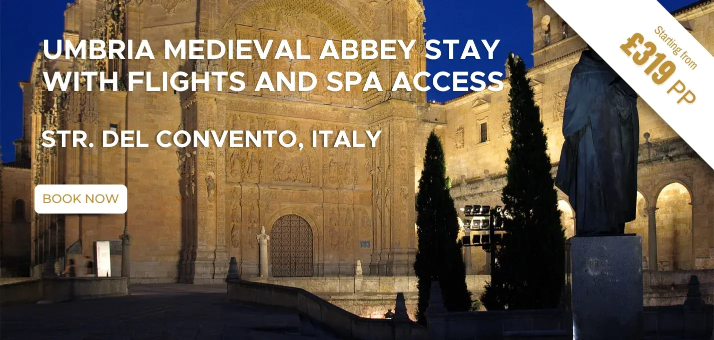 Umbria Medieval Abbey Stay W/Flights and Spa Access
